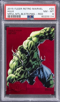 2015 Fleer Retro Marvel "Marvel Metal Blaster" PMG Red #20 Hulk (#036/100) - PSA NM-MT 8